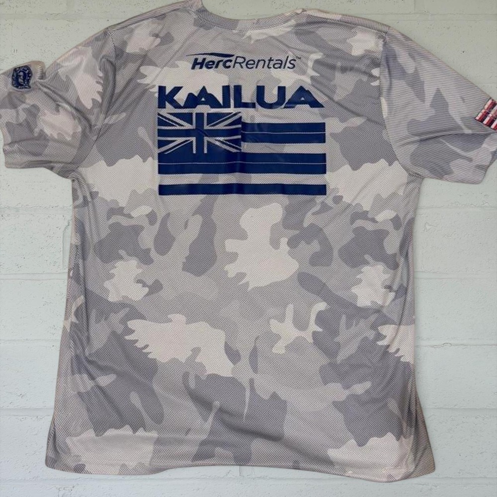 Kailua Surfing Mens Gray Camo Rash Guard Molokai Paddling Shirt XL